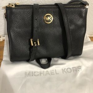 Michael Kors Fulton Black Leather Purse